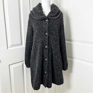 Baranda Retro Sixties Style Fuzzy Poodle Peter Pan Collar Over Coat-Gray-Medium